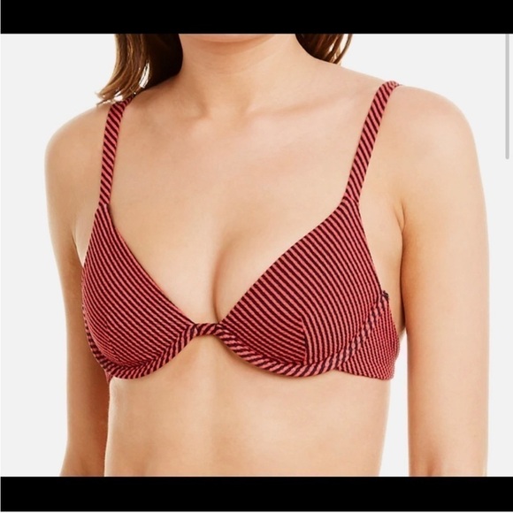 Onia Anna Top Micro Stripe Red Rock Bikini Top - Picture 1 of 4